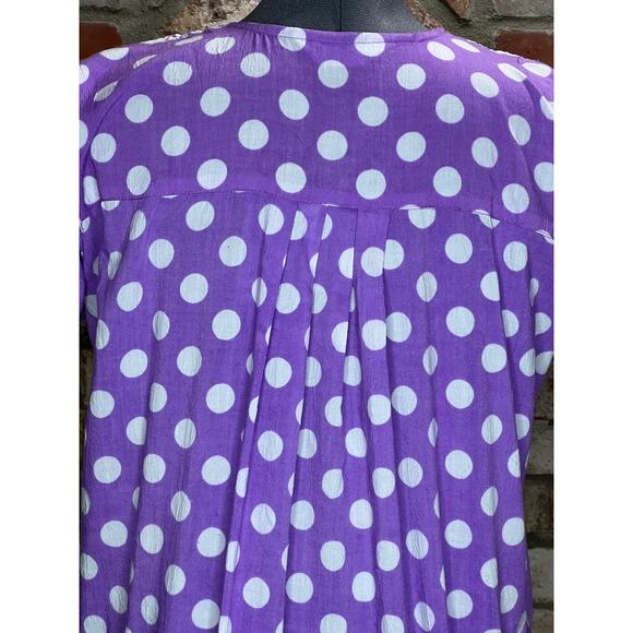 nap house dress frolicking dress embroidered collar polkadot purple white - Picture 6 of 9